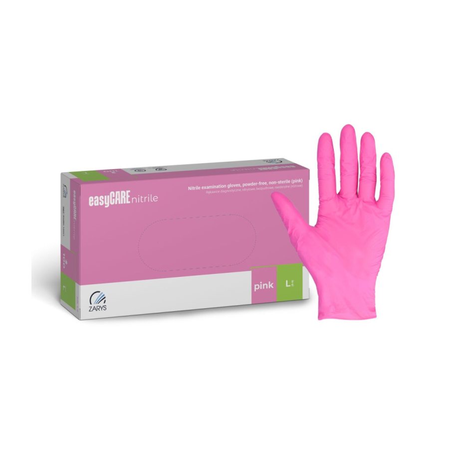 Rozā nitrila cimdi EasyCare 100 gab. kastīte