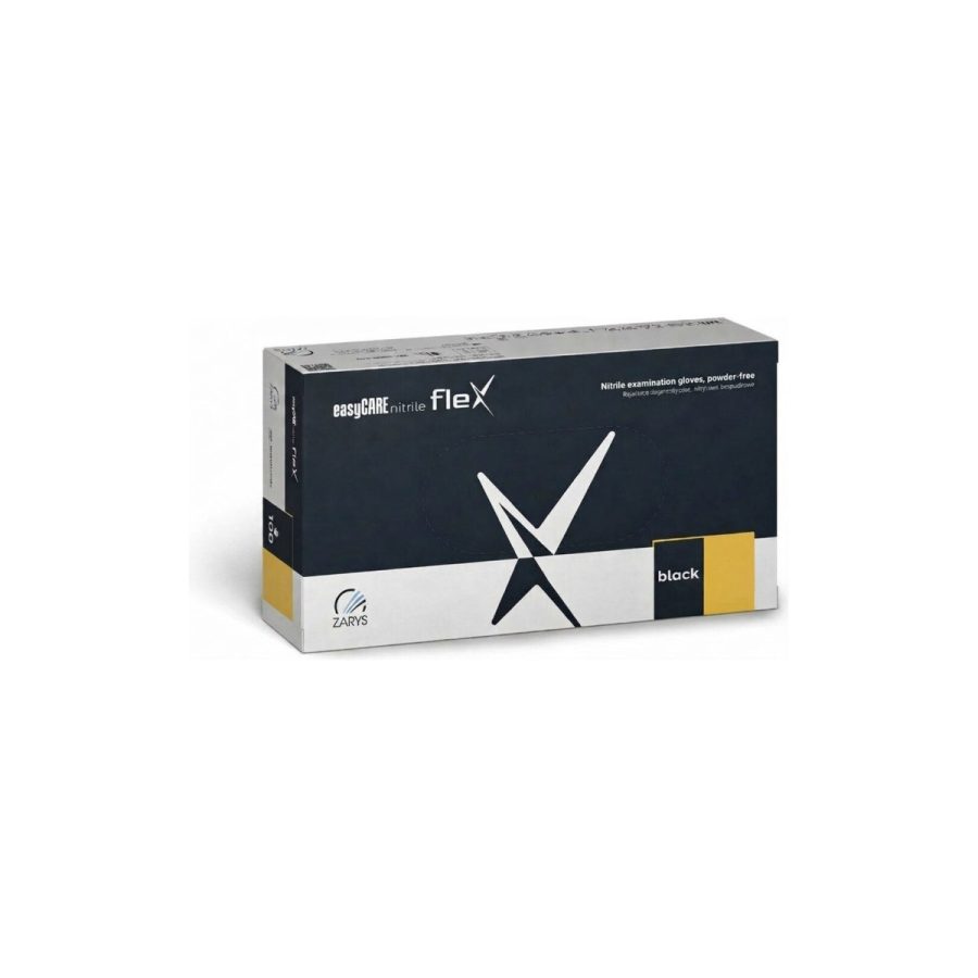 easyCARE nitrile flex Melni elastīgie nitrila diagnostikas cimdi bez pūdera (100 gab.)