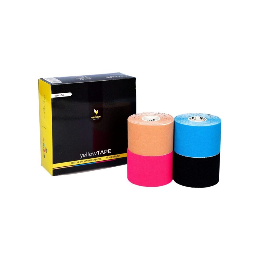 Kinezioloģiskais teips yellowTAPE, komplekts, 4 krāsas: rozā, ādas, zila, melna Kinezioloģiskais teips yellowTAPE, komplekts, 4 krāsas: rozā, ādas, zila, melna