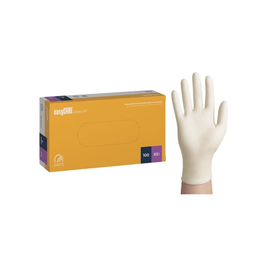 Lateksa cimdi, nepūderēti "Easy care", baltā krāsā, 100 gb Lateksa cimdi, nepūderēti "Easy care", baltā krāsā, 100 gb