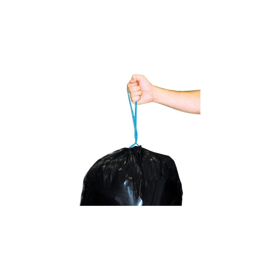 LDPE atkritumu maisi ar aizvelkamu auklu, 60 L, 25 mikroni, 10 gab./rullī
