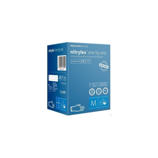 nitrylex one by one N200 — zili nitrila cimdi SAFE PACK padevei
