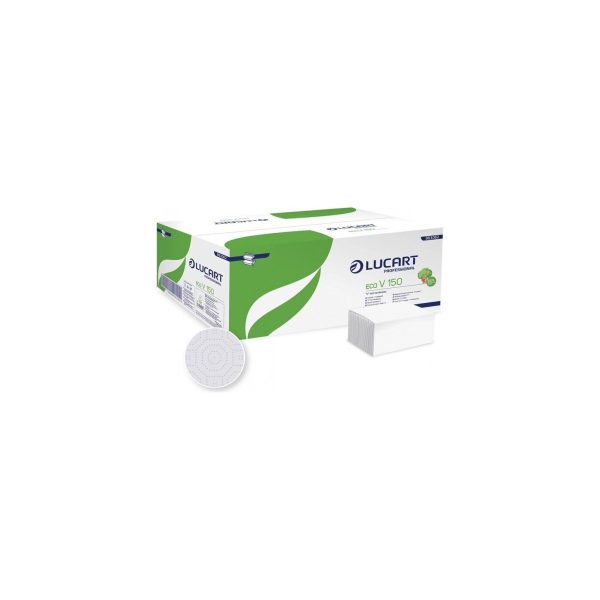 Lucart ECO V 150 papīra roku dvieļi loksnēs (V-locījums, 2 sl.), 20 iepakojumi