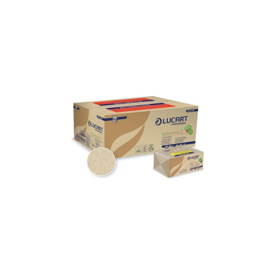 Lucart ECONATURAL Z papīra roku dvieļi loksnēs (Z-locījums, 2 sl., Fiberpack®), 18 iepakojumi Lucart ECONATURAL Z papīra roku dvieļi loksnēs (Z-locījums, 2 sl., Fiberpack®), 18 iepakojumi