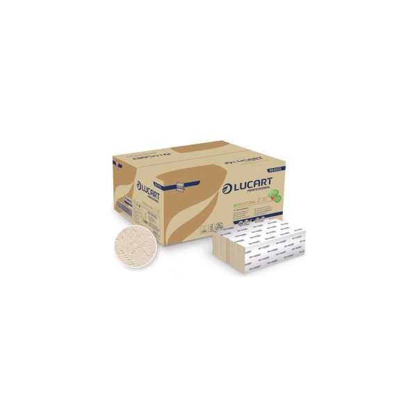 Lucart ECONATURAL Z 20 papīra roku dvieļi loksnēs (Z-locījums, 2 sl., Fiberpack®), 15 iepakojumi