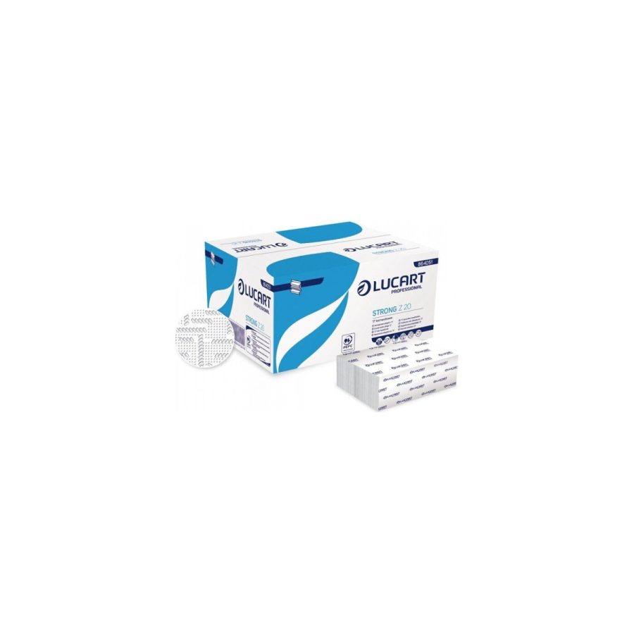 Lucart STRONG Z 20 papīra roku dvieļi loksnēs (Z-locījums, 2 sl.), 15 iepakojumi Lucart STRONG Z 20 papīra roku dvieļi loksnēs (Z-locījums, 2 sl.), 15 iepakojumi